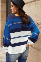 Gestreifter Pullover mit V-Ausschnitt